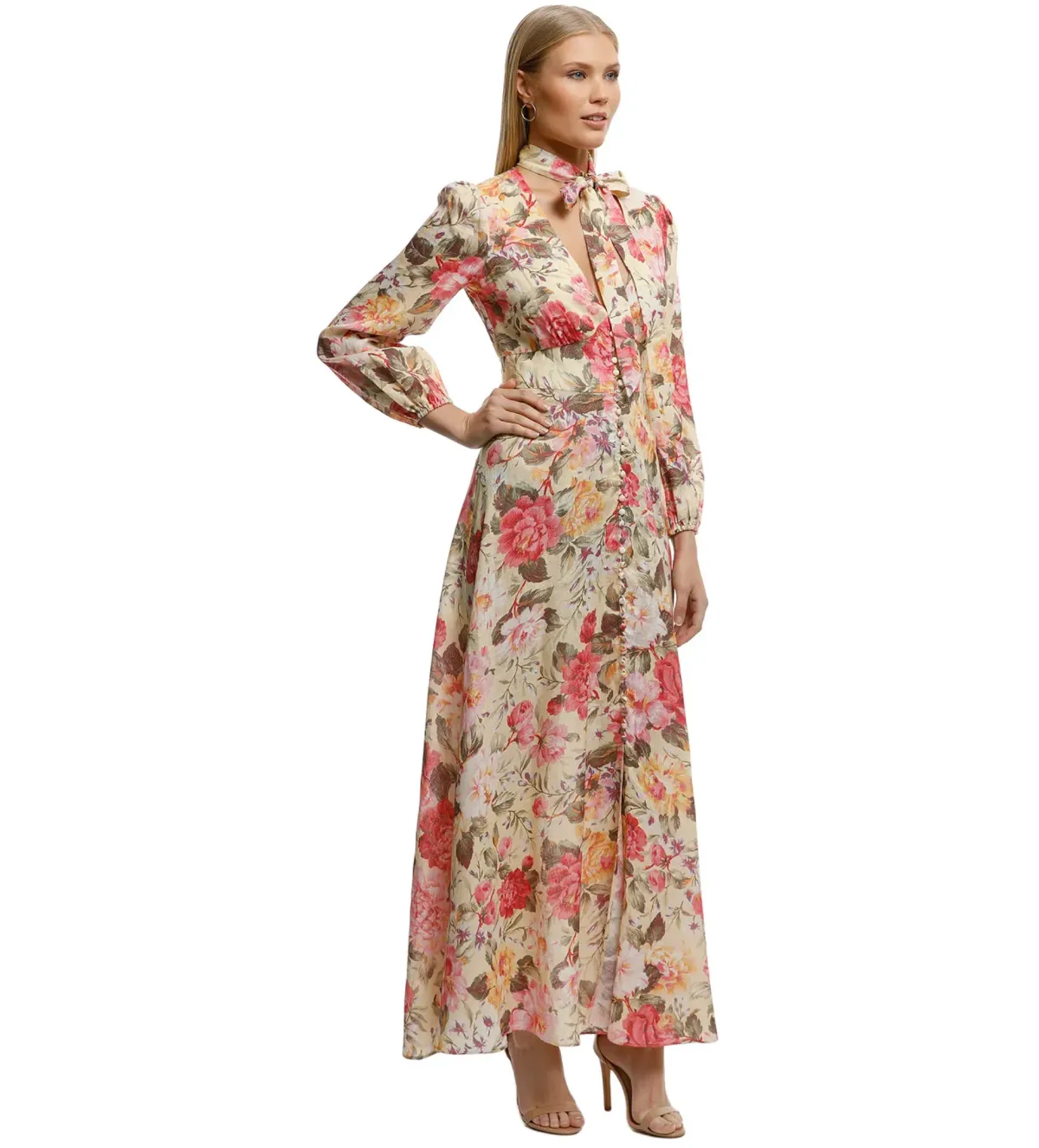 Zimmermann Honour Plunge Maxi Dress Lemon Floral Size 0/AU 8 - Image 2