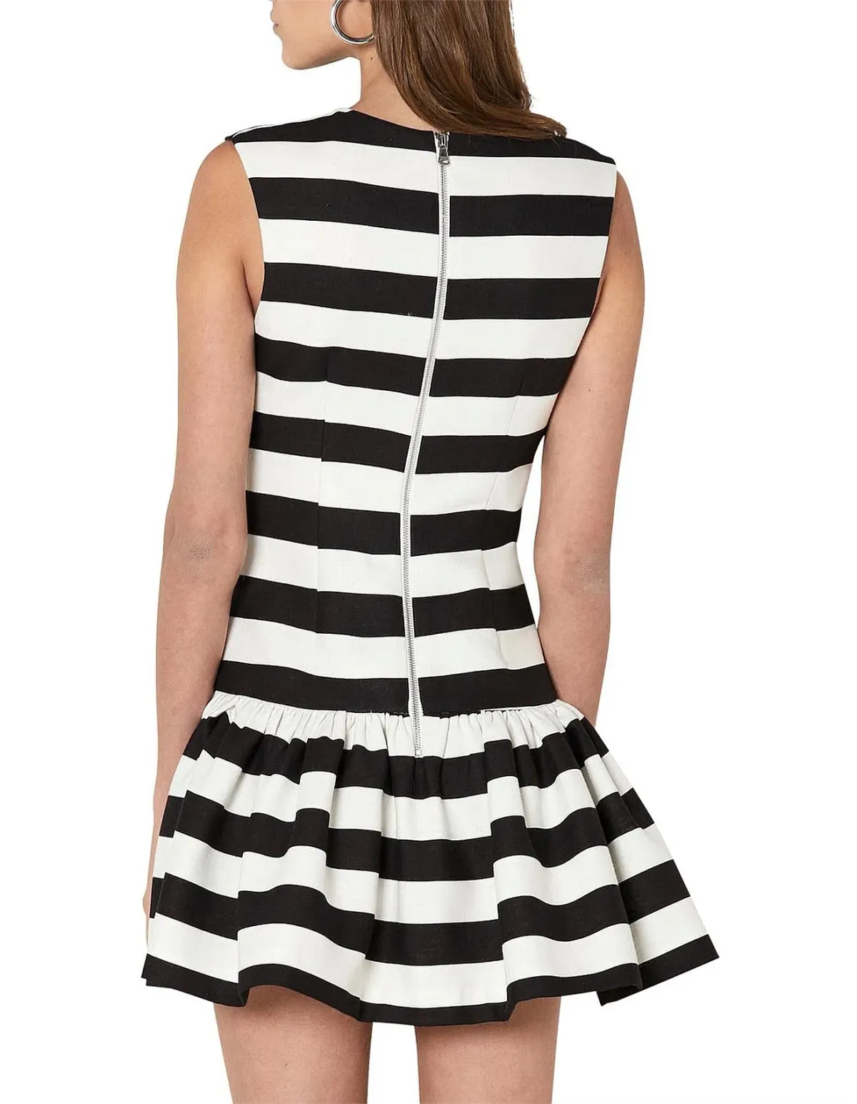 By Johnny Bold Stripe V Gather Mini Dress Print Size 6 - Image 2