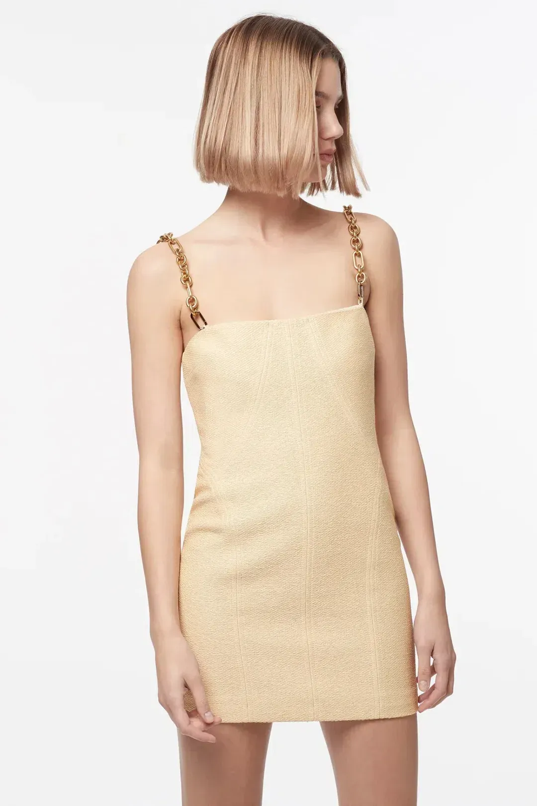 Manning Cartell Neo Classic Mini Dress with Chain Almond Size 4 for rent on The Volte - main image