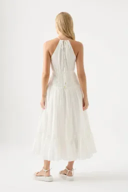 Aje Renata Eyelash Midi Dress Ivory Size 8 for rent on The Volte - image 3