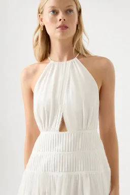 Aje Renata Eyelash Midi Dress Ivory Size 8 for rent on The Volte - image 2
