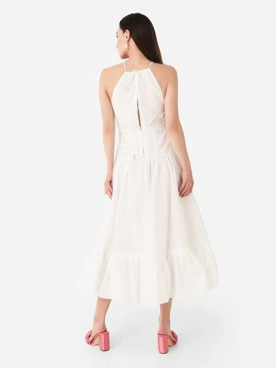 Aje Renata Eyelash Midi Dress Ivory Size 8 for rent on The Volte - main image
