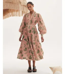 Alémais Bananarama Midi Dress Pink Size AU 10 for rent on The Volte - image 1
