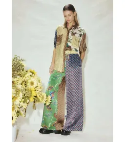 Alémais Birdie Spliced Silk Shirt and Pants Set Multi Print Size AU 16 for rent on The Volte - image 1