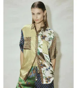 Alémais Birdie Spliced Silk Shirt and Pants Set Multi Print Size AU 16 for rent on The Volte - image 2