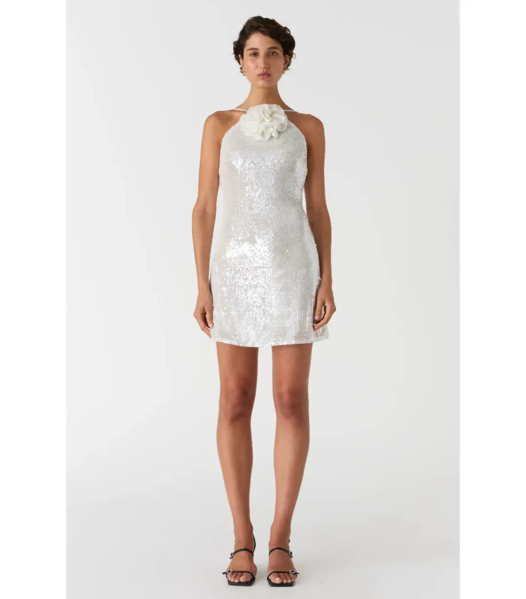 Misha Collection Ciara Sequin Mini Dress in Ivory Size 10 for rent on The Volte - main image