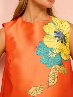 Alémais Piato Mini Dress Orange Print Size AU 10 for rent on The Volte - image 4