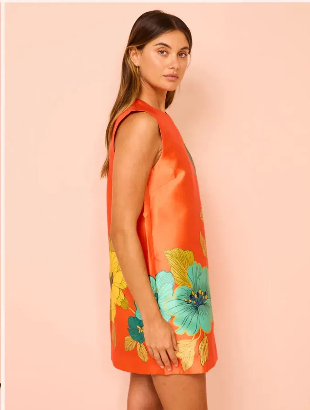 Alémais Piato Mini Dress Orange Print Size AU 10 for rent on The Volte - main image