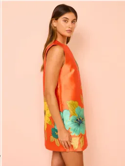 Alémais Piato Mini Dress Orange Print Size AU 10 for rent on The Volte - image 5