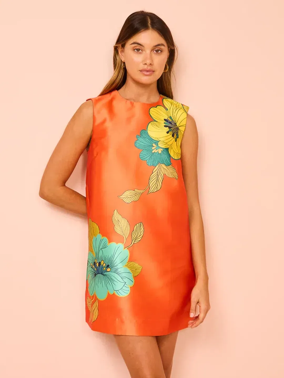 Alémais Piato Mini Dress Orange Print Size AU 10 for rent on The Volte - main image