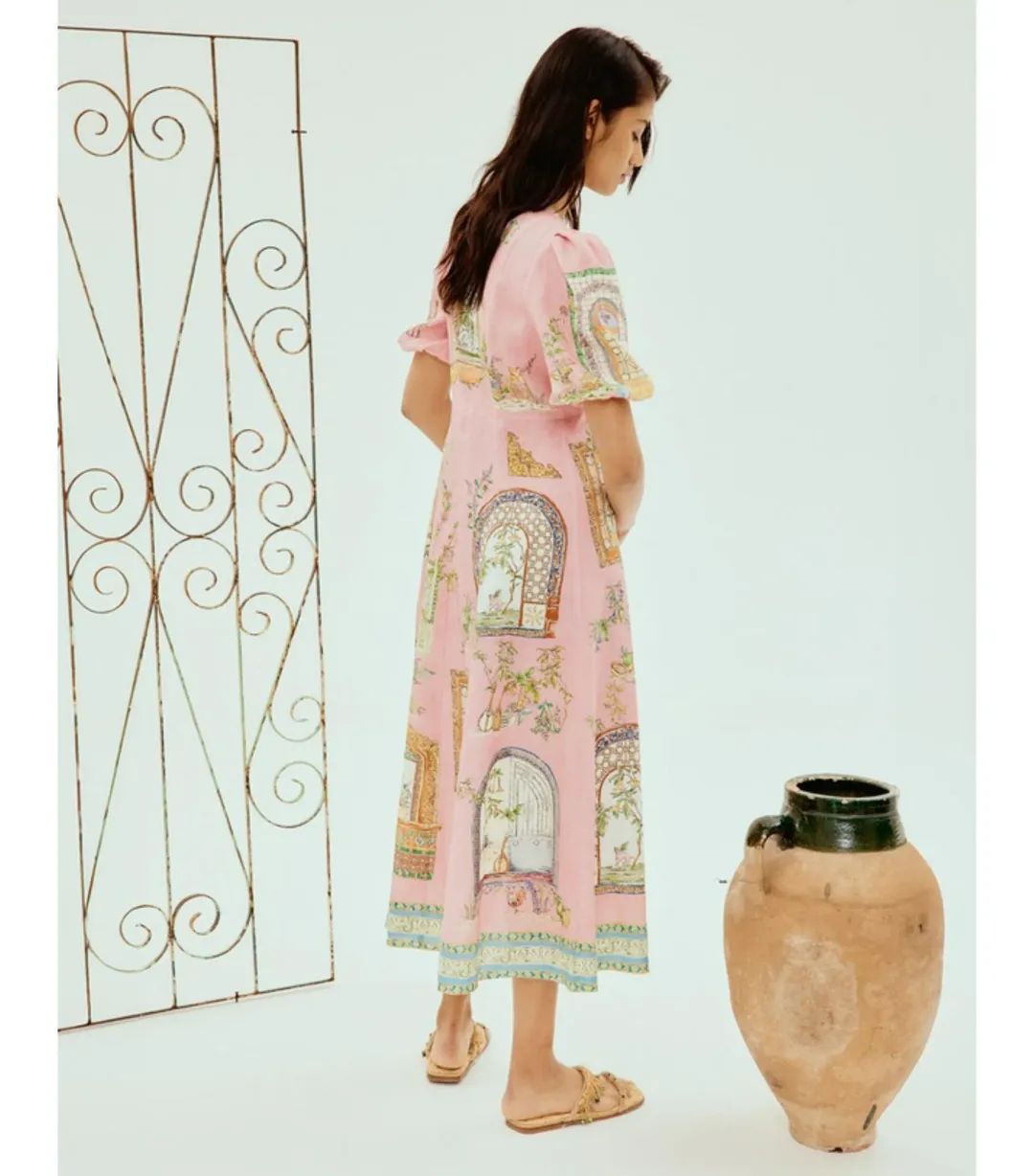 Alemais Monte Midi Dress Pink Size AU 10 for rent on The Volte - main image