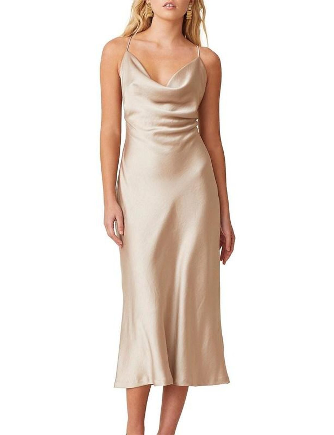 Bec & Bridge Pearl Bay Backless Midi Dress Champagne/Nude Size 12 for rent on The Volte - main image