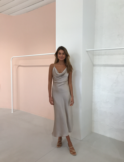 Bec & Bridge Pearl Bay Backless Midi Dress Champagne/Nude Size 12 for rent on The Volte - image 1