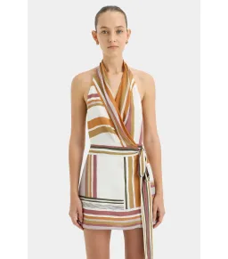 Sir the Label The Caprera Wrap Halter Mini Dress Milazzo Stripe Size AU 8 for rent on The Volte - image 3