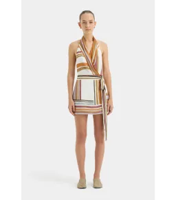 Sir the Label The Caprera Wrap Halter Mini Dress Milazzo Stripe Size AU 8 for rent on The Volte - image 1