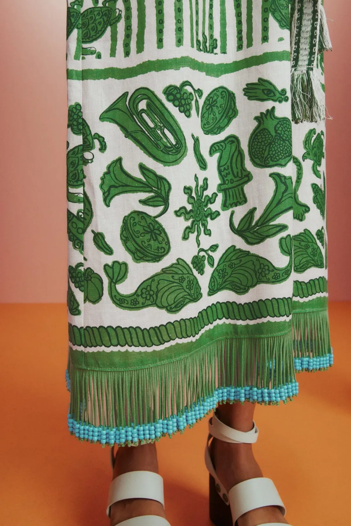 Alemais Lula Sleeveless Midi Dress Green Print Size 8 - Image 3