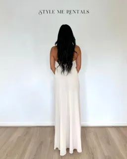 Helsa Sheer Deep V Long Slip Dress Ivory Size XS / AU 6 for rent on The Volte - image 4