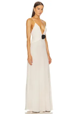 Helsa Sheer Deep V Long Slip Dress Ivory Size XS / AU 6 for rent on The Volte - image 1