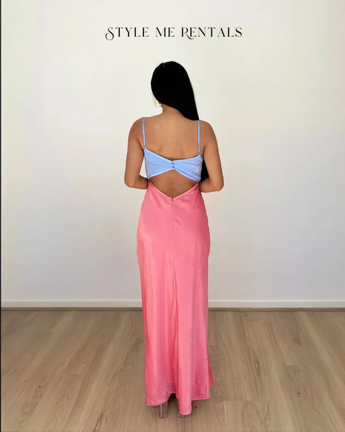 San Sloane Alona Midi Dress Pink and Blue Size 10 - Image 4