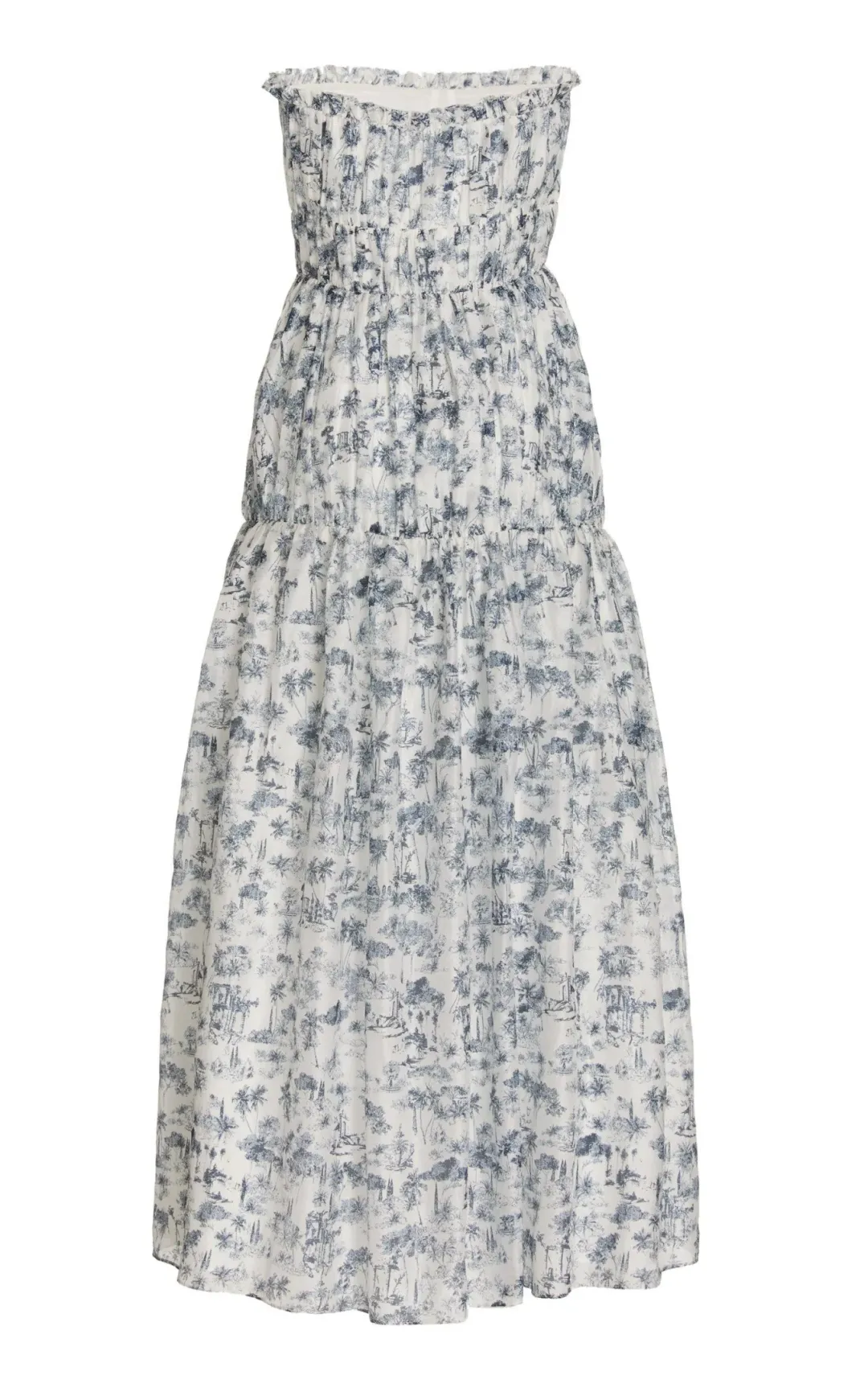 Sir the Label Dimitri Printed Cotton Silk Strapless Midi Dress Print Size XS / AU 6 for rent on The Volte - main image