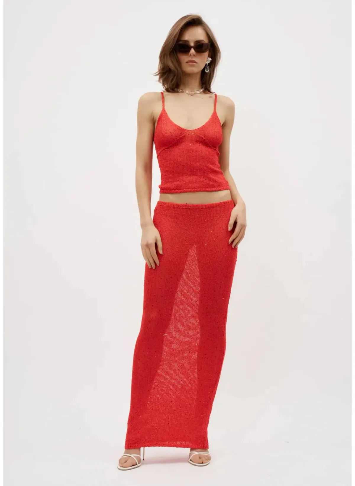 Asta Resort Carolina Camisole Set in Rossa Sequin Size XS / AU 6 for rent on The Volte - main image
