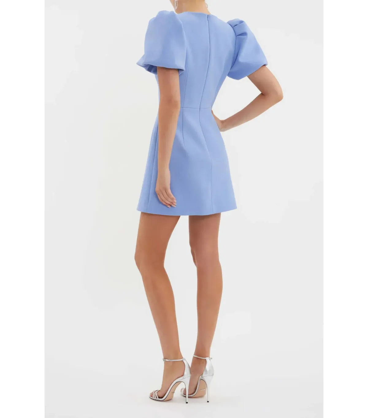 Rebecca Vallance Juliana Puff Sleeve Mini Dress Blue Size AU 8 - Image 3