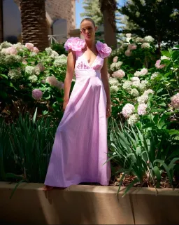Aston Studio The Eliza Dress In Fuchsia Fine Stripe Size AU 8 for rent on The Volte - image 1