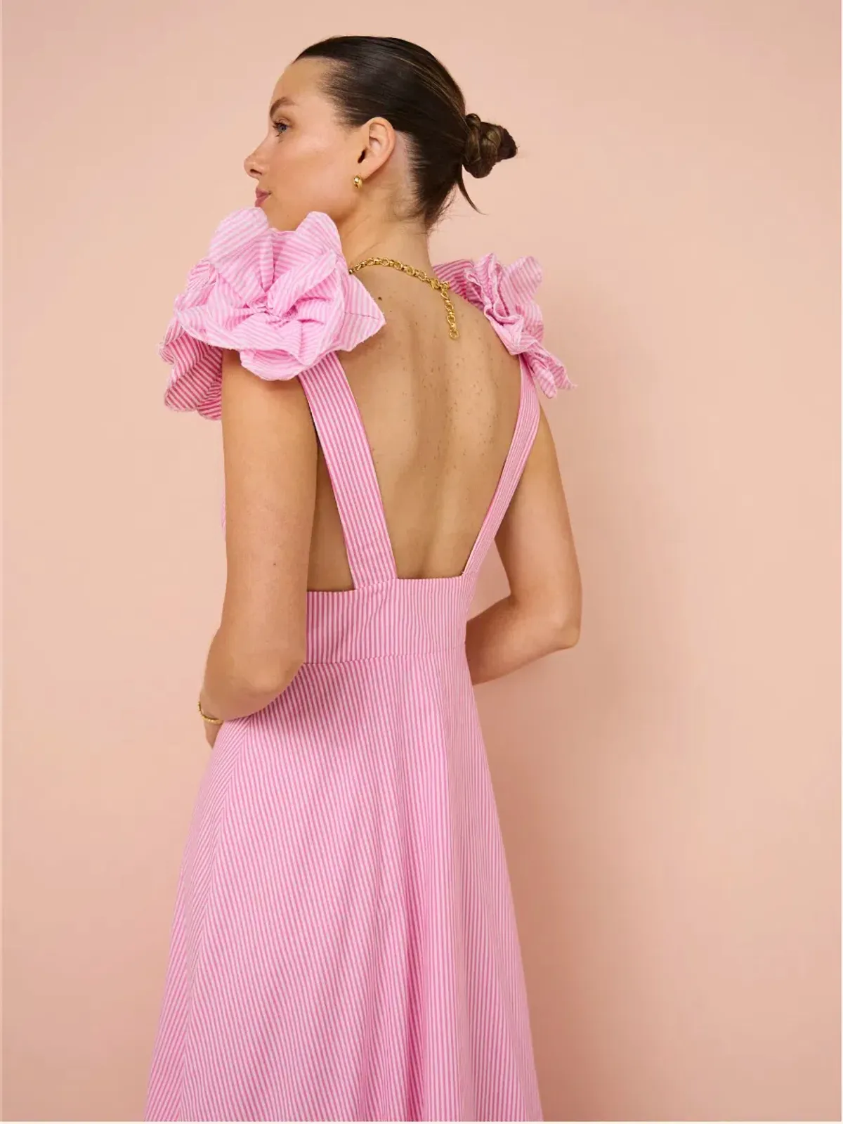 Aston Studio The Eliza Dress In Fuchsia Fine Stripe Size AU 8 - Image 7