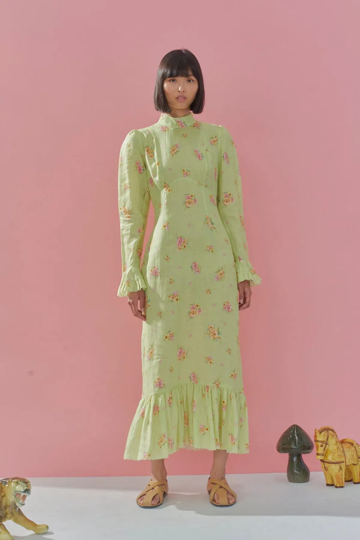 Alémais Clementine Midi Dress Green Size AU 12 for rent on The Volte - main image
