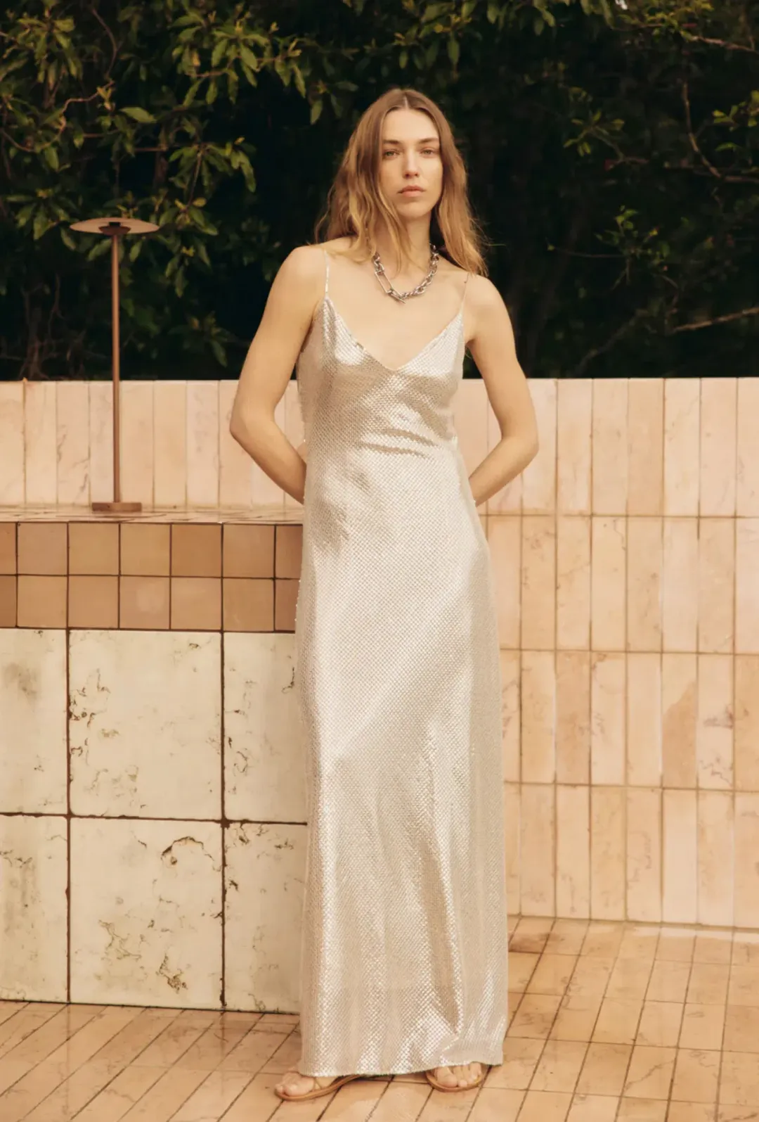 Manning Cartell High Voltage Slip Dress Nude Silver Size 8 for rent on The Volte - main image