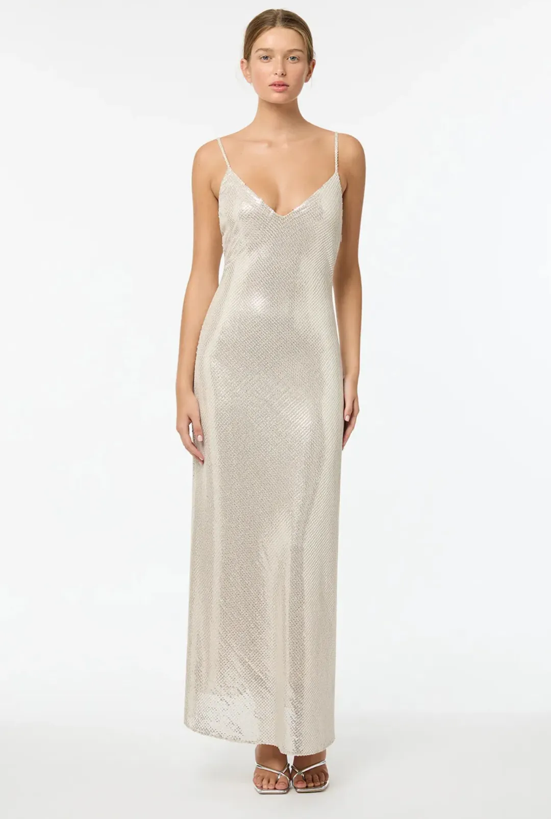 Manning Cartell High Voltage Slip Dress Nude Silver Size 8 for rent on The Volte - main image