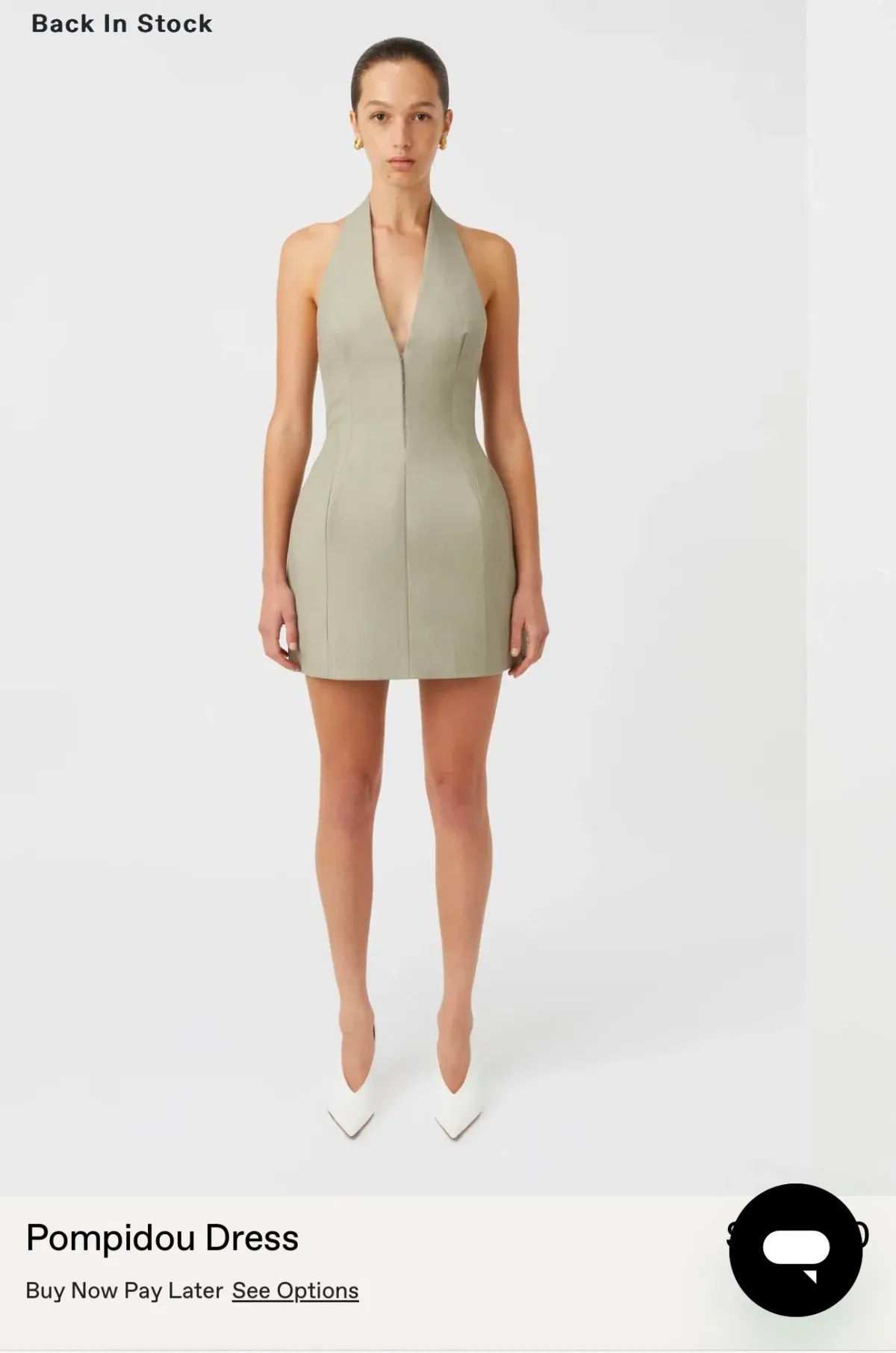Pompidou Halter Neck Mini Dress in light brown - Image 1