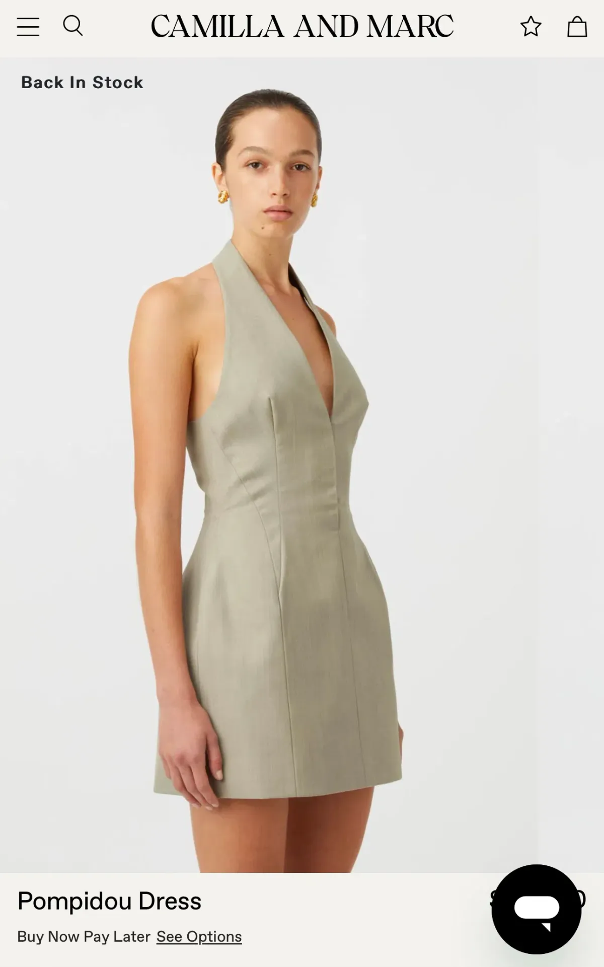Pompidou Halter Neck Mini Dress in light brown - Image 2
