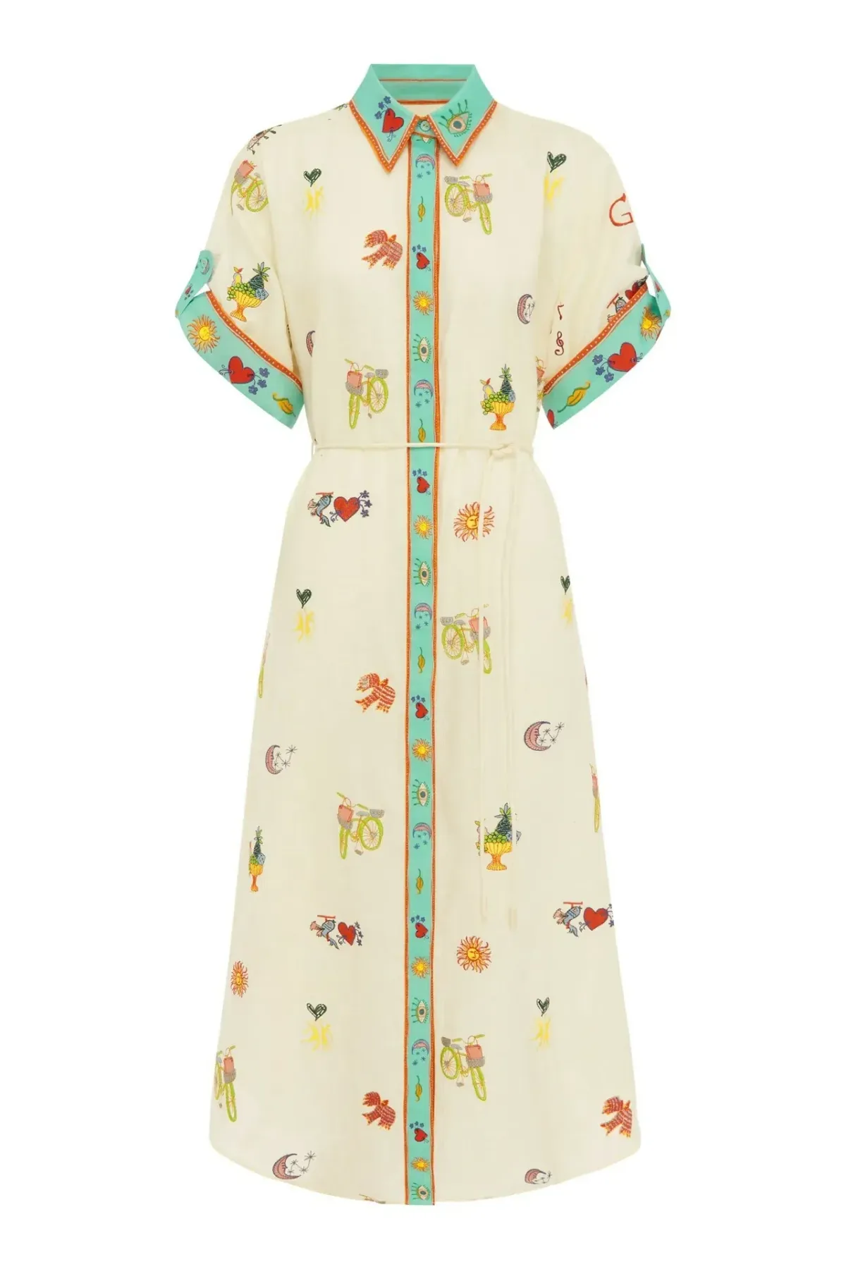 ALEMAIS HOLIDAY GO-TO EMBROIDERED SHIRTDRESS SIZE 10 for rent on The Volte - main image