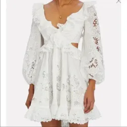 ZIMMERMANN Brighton Cutout Mini Dress New White Size 2/AU 12 for rent on The Volte - image 3