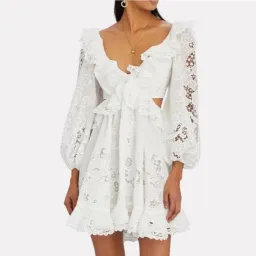 ZIMMERMANN Brighton Cutout Mini Dress New White Size 2/AU 12 for rent on The Volte - image 1