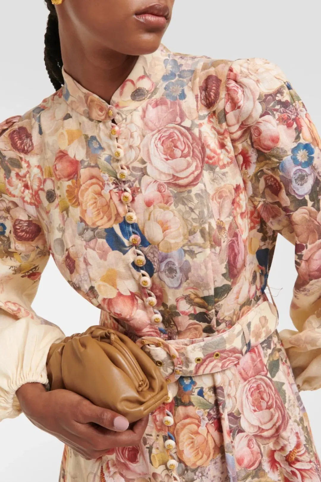 Zimmermann Luminosity Buttoned Midi Dress Floral Size 2 / Au 12 for rent on The Volte - main image