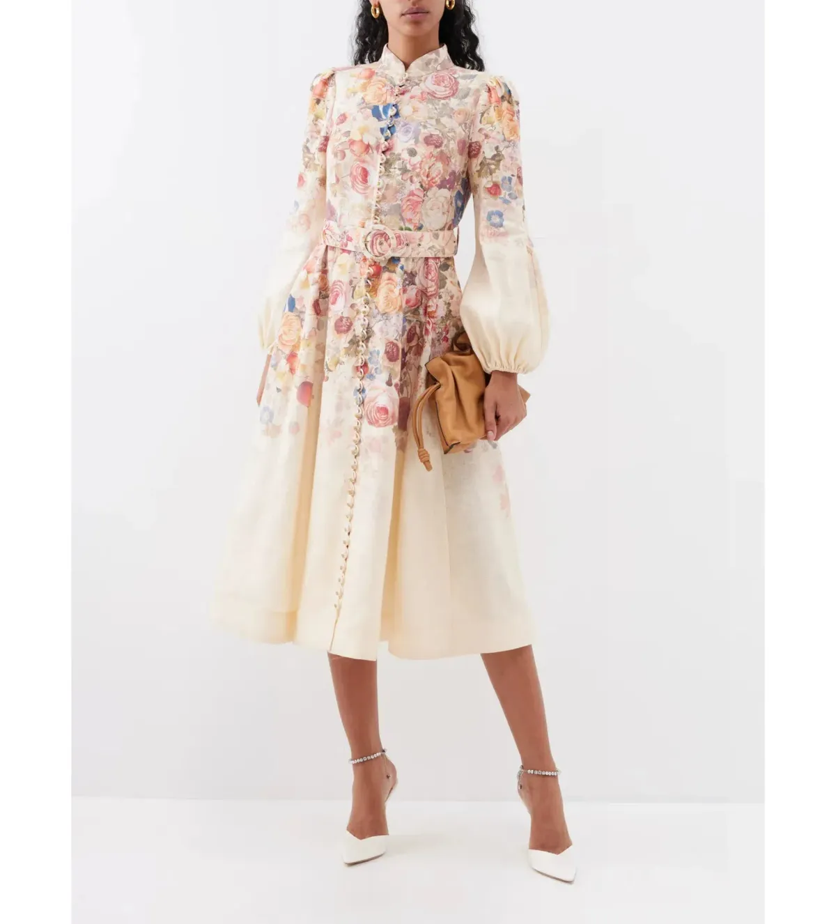Zimmermann Luminosity Buttoned Midi Dress Floral Size 2 / Au 12 - Image 1