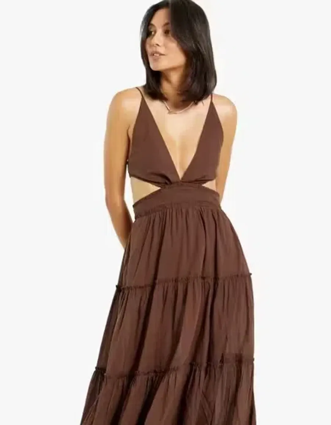 BEC + BRIDGE - Carla V Maxi Dress in Chocolate in Size AU 10 for rent on The Volte - main image