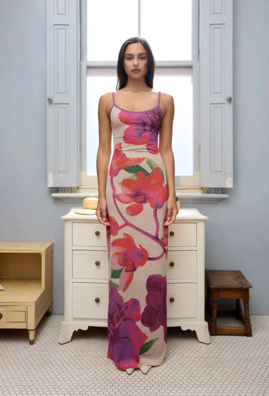 With Harper Lu Slip Dress in Fuchsia Bloom Size S / AU 8 for rent on The Volte - main image