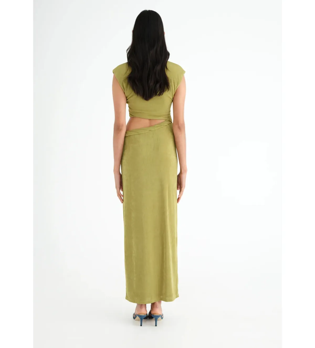 Benni Henri Twist Maxi Dress in Chartreuse Size AU 6 - Image 3