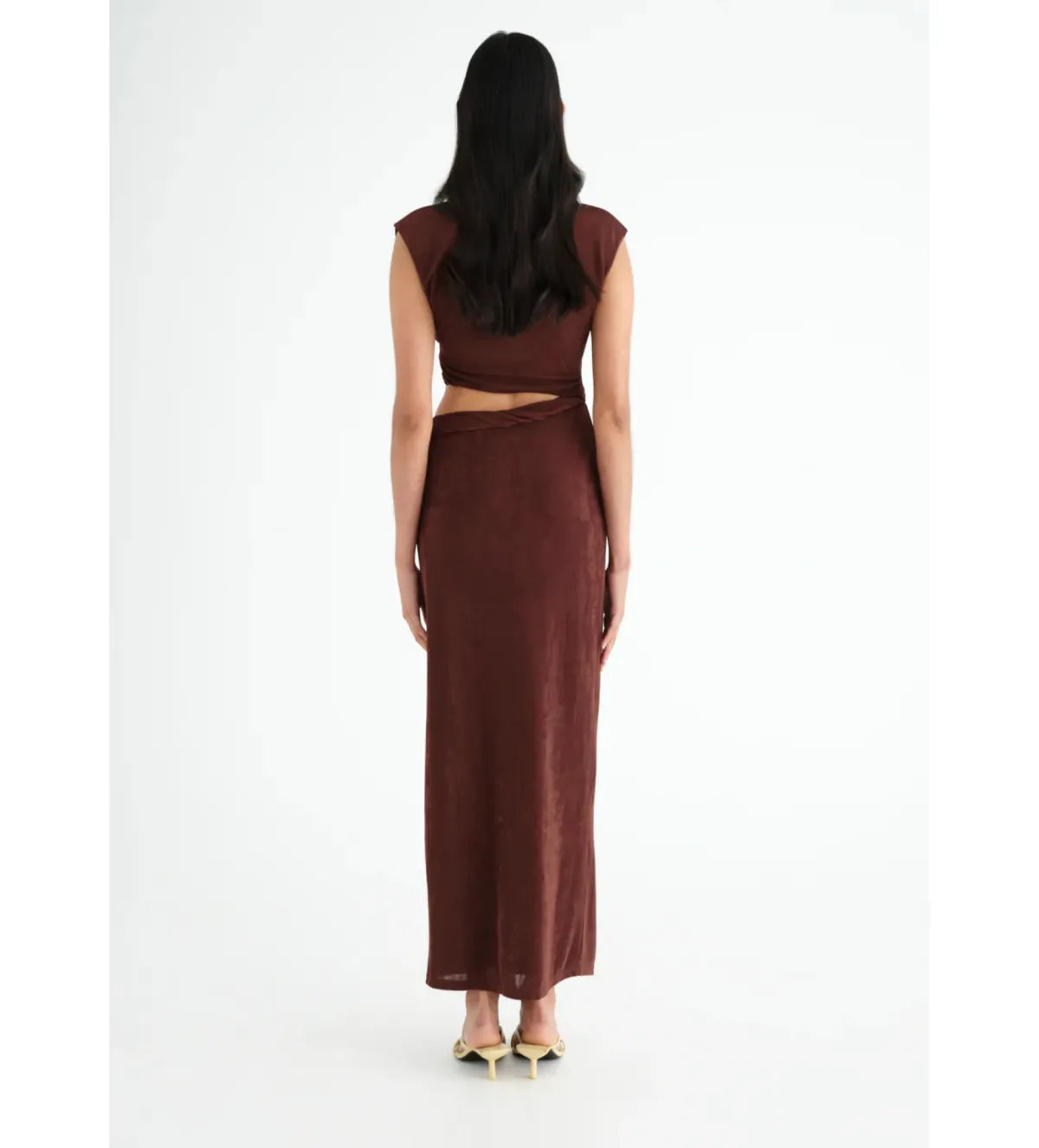 Benni Henri Twist Maxi Dress in Chocolate Size 8 - Image 3
