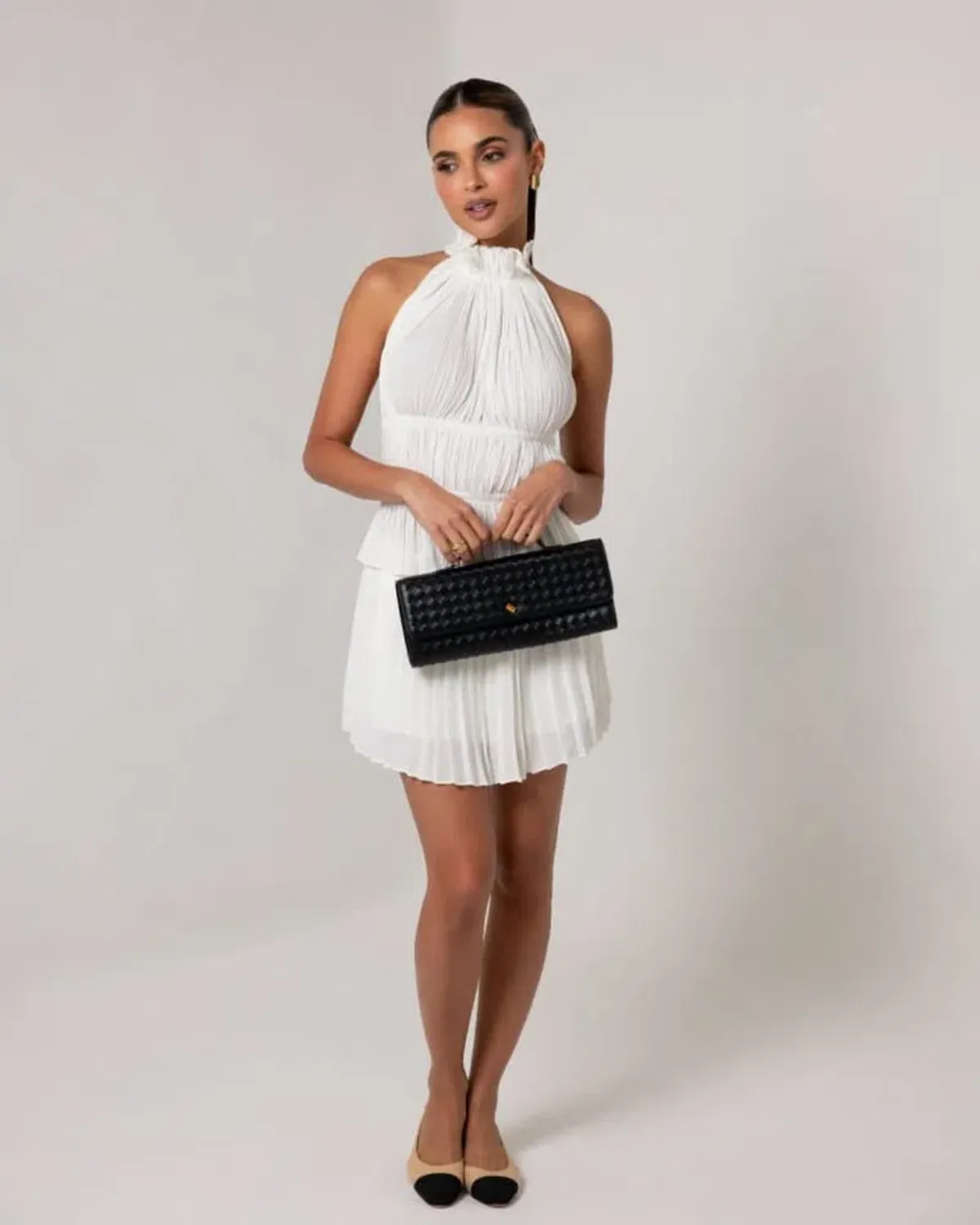 Heiress Beverly Hills Pleated Top and Mini Skirt Set Cream Size 10 - Image 1