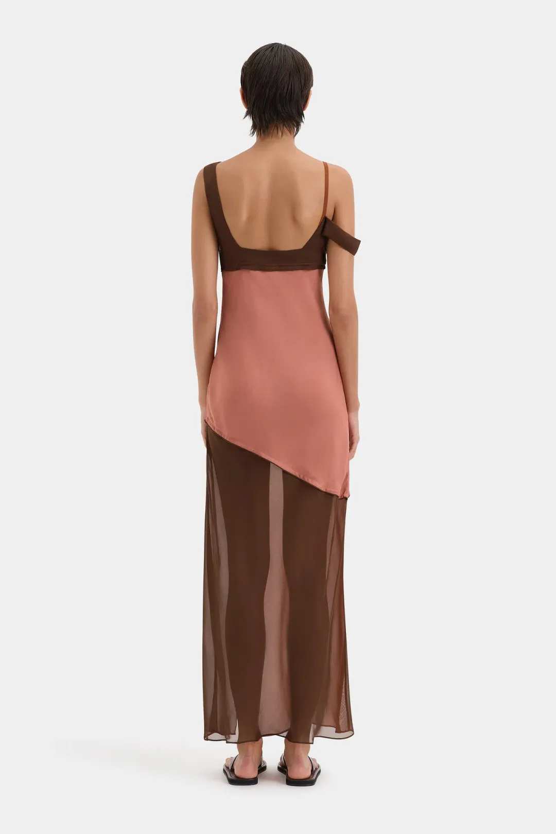 Sir the Label Halcyon Midi Dress Pink/Brown Almond Splice Size 6 for rent on The Volte - main image