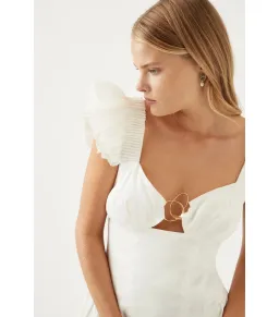 Aje Simone Frill Mini Dress Ivory Size S / AU 8 for rent on The Volte - image 3