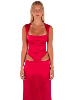 I Am Delilah Valerie Corset and Maxi Skirt Set Cherry Red Size S / AU 8 for rent on The Volte - image 2