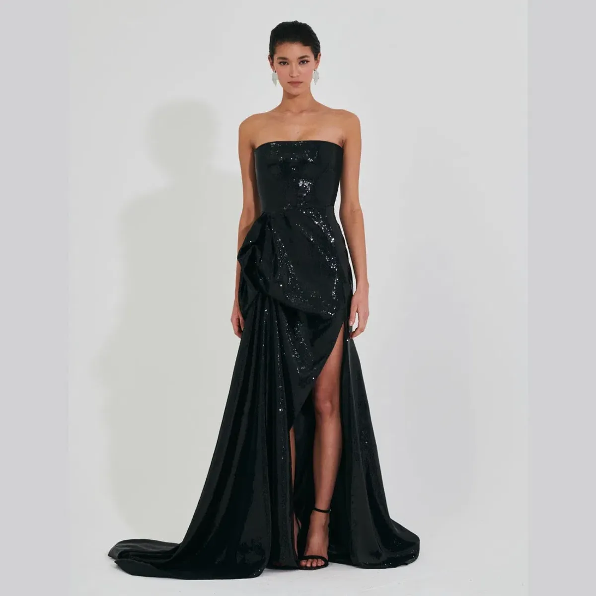 Meraki Official Nicole Sequin Strapless Ball Gown Black Size XS / AU 6 - Image 4