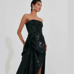 Meraki Official Nicole Sequin Strapless Ball Gown Black Size XS / AU 6 for rent on The Volte - image 2