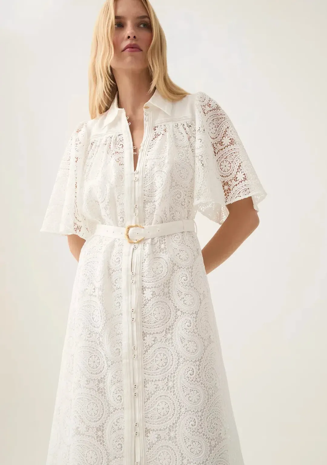 Aje Laicey Paisley Midi Dress Ivory Size 16 for rent on The Volte - main image