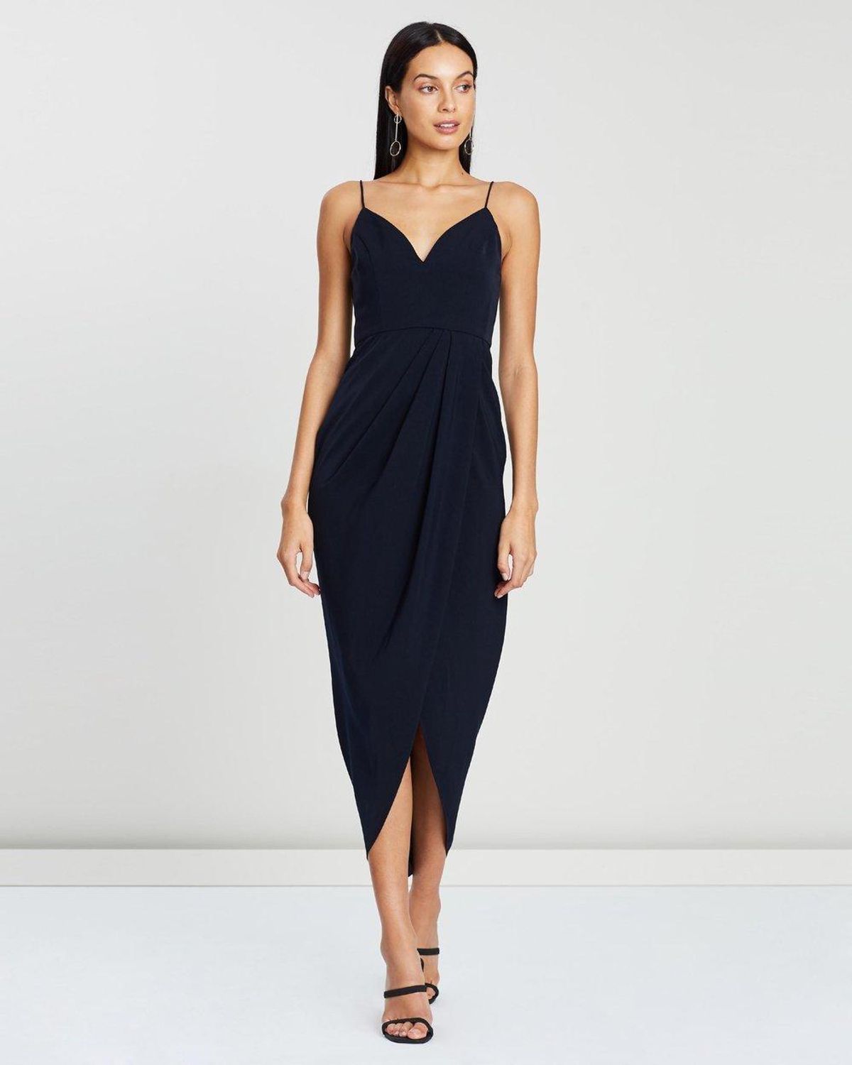 Shona Joy Cocktail Draped Maxi Dress Navy Size 8 - Image 2